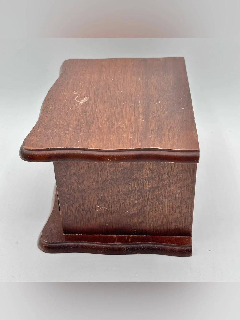 Vintage Wooden Jewelry Box 2 Drawers Ring Organizer 7.5